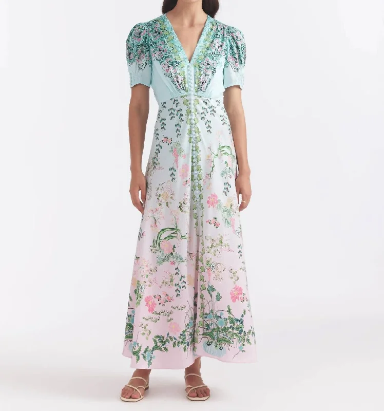 Friends and Family Sale Lea Long Dress In Willow Garden