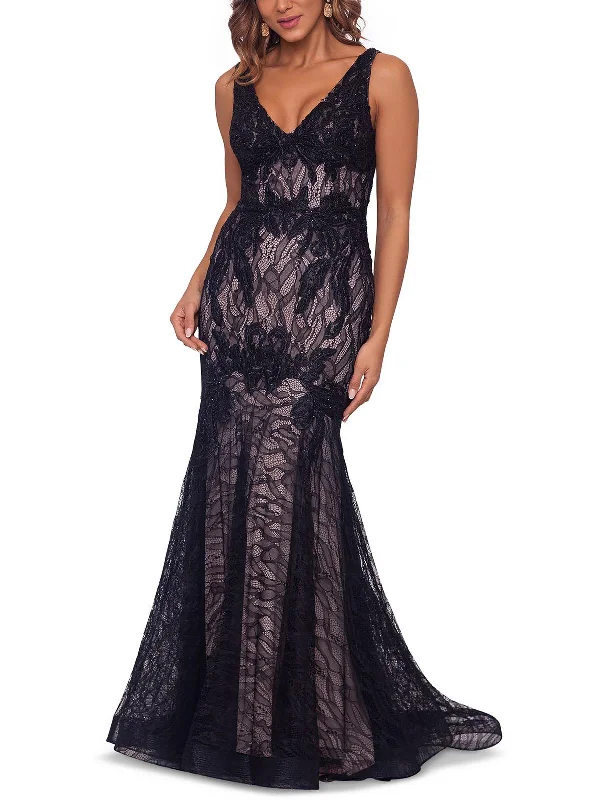 Final Clearance Womens Lace Sleeveless Evening Dress