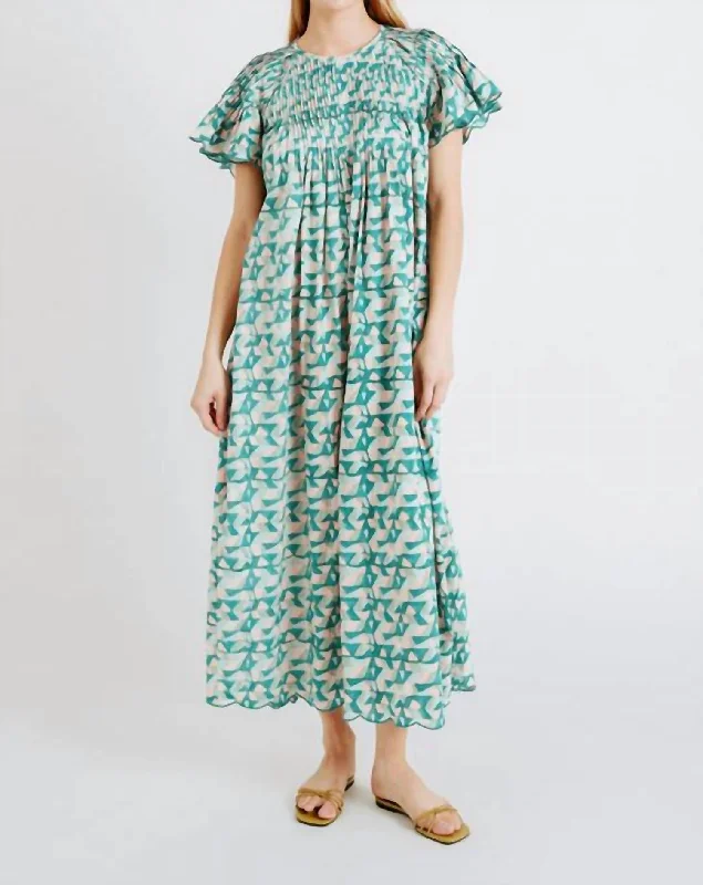 Discount Mania Vienna Pintucked Dress In Seaglass