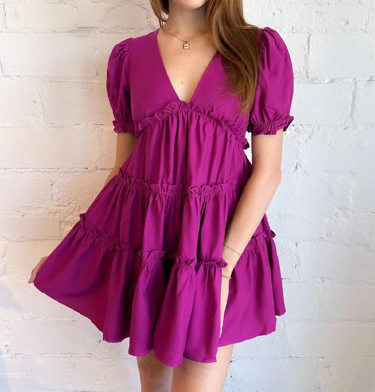 Buy Now Kylie V-Neck Dress In Magenta