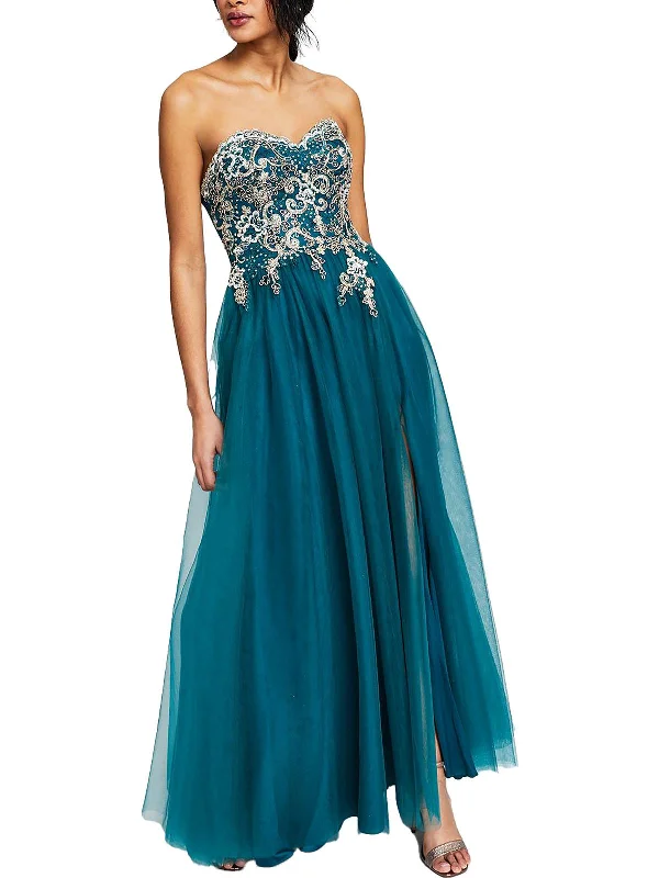 Warehouse Sale Juniors Womens Embellished Soutache Evening Dress