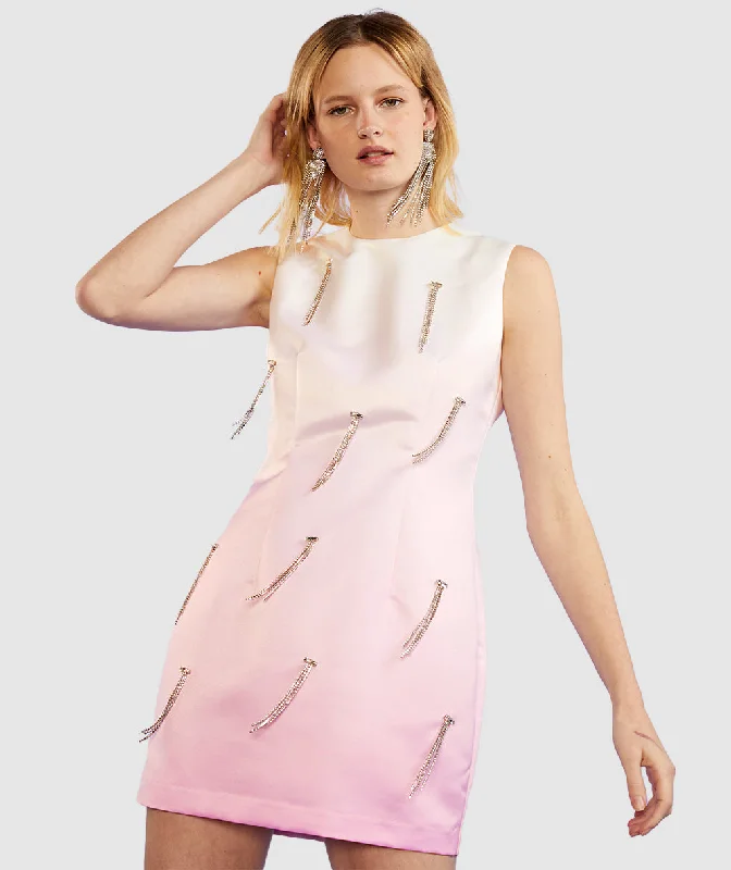 Blowout Deals Satin Rhinestone Tassels Dress