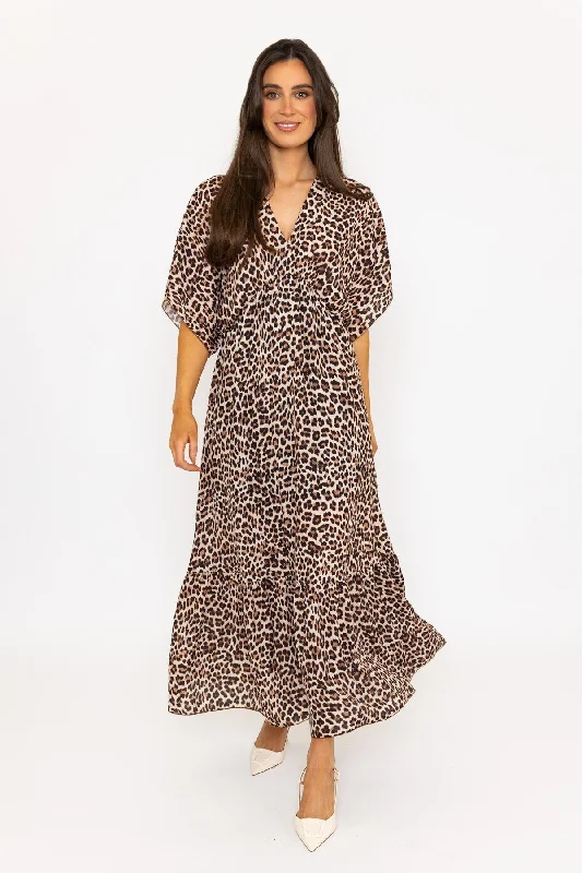 Final Markdown Animal Print Empire Waist Midi Dress