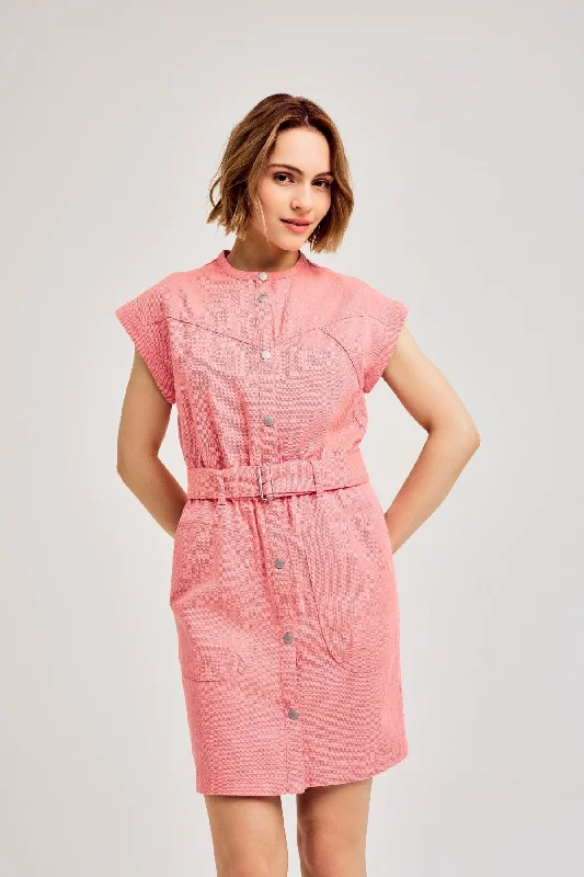 Shop and Save Dive Pink Mini Denim Dress