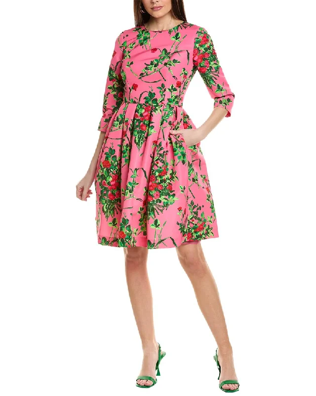 Major Savings Carolina Herrera Elbow-Sleeve Silk-Lined A-Line Dress