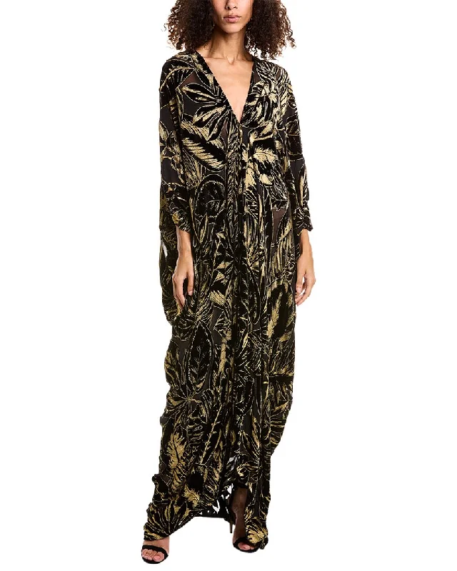 Amazing Deals Roberto Cavalli Burnout Velvet Silk-Blend Caftan Dress