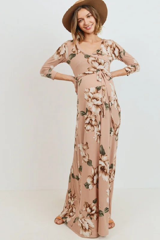 Bonus Savings Blush Floral Maternity/Nursing Maxi Dress