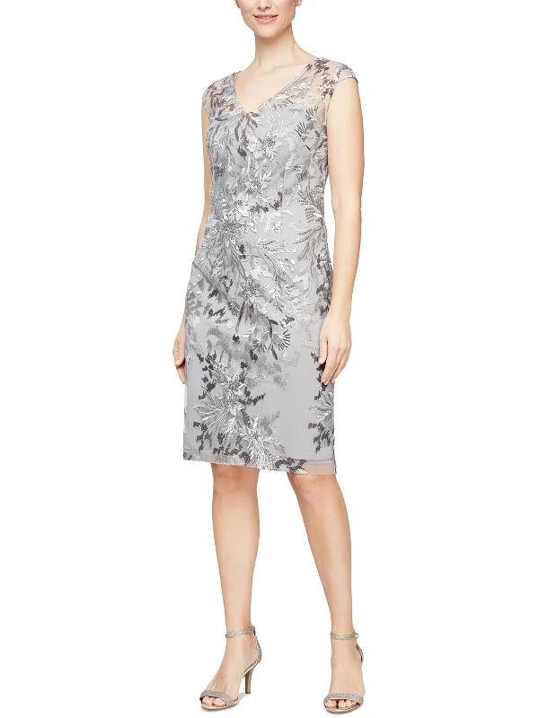Seasonal Sale Womens Embroidered Sequined Cocktail and Party Dress