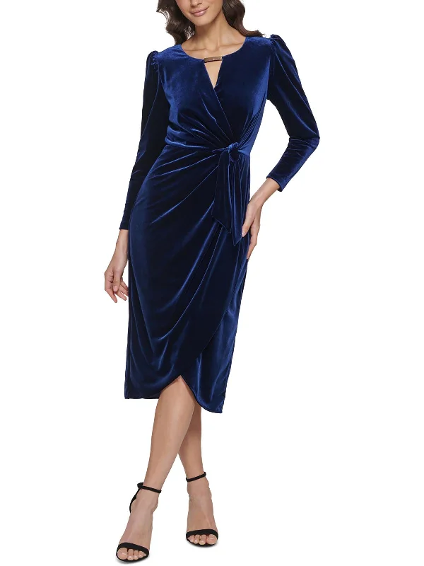 Huge Savings Womens Velvet Tea Wrap Dress