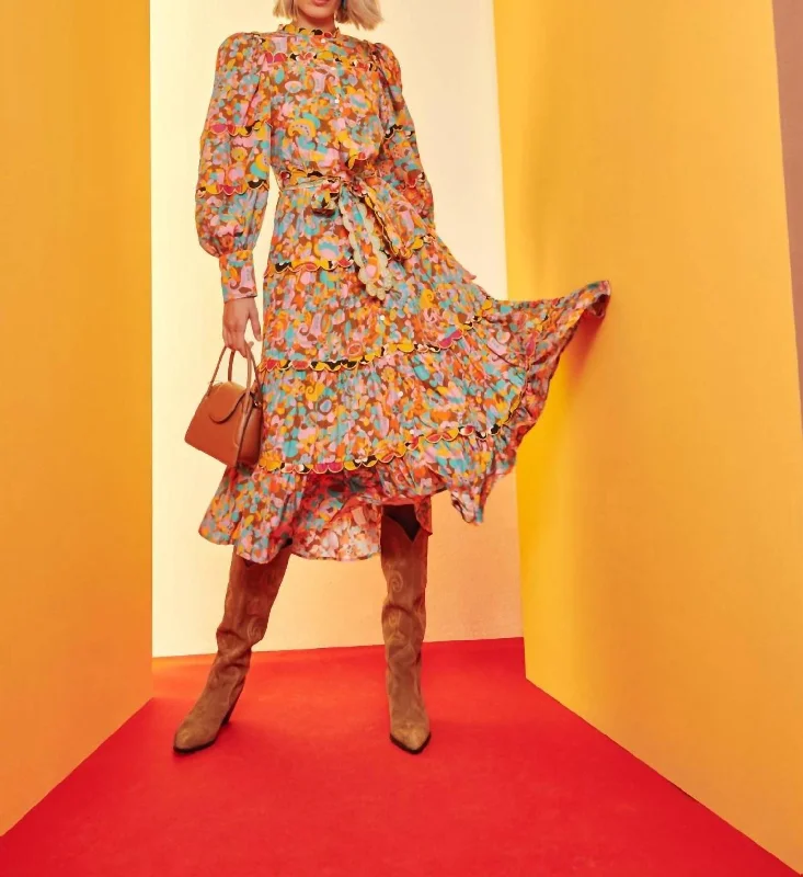 Price Cut Gualda Dress In Brown Multi