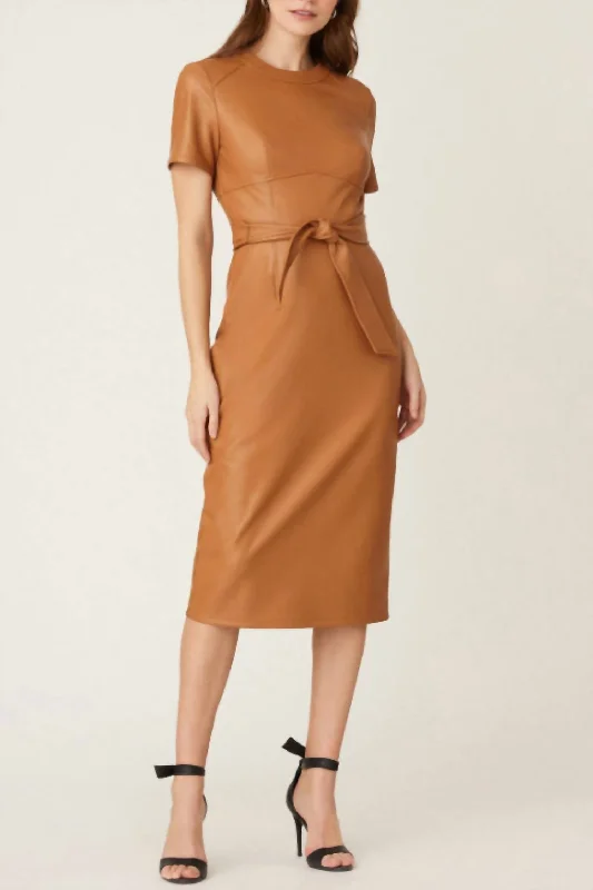 Limited Quantity Rhonda Dress In Camel