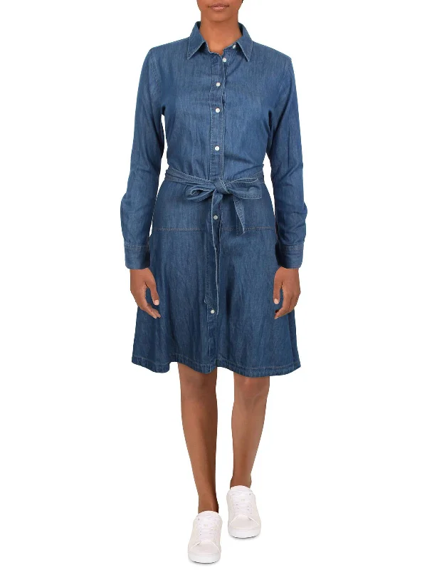 Season Finale Sale Womens Denim Midi Shift Dress