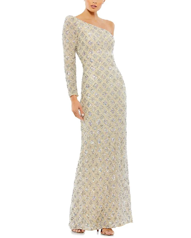 Referral Discount Mac Duggal One-Shoulder Bodycon Gown