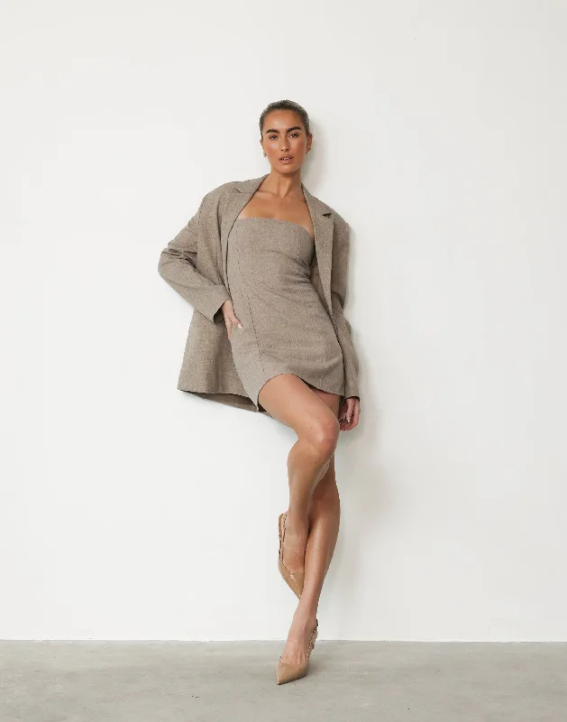 Now or Never Eleanor Mini Dress (Stone)