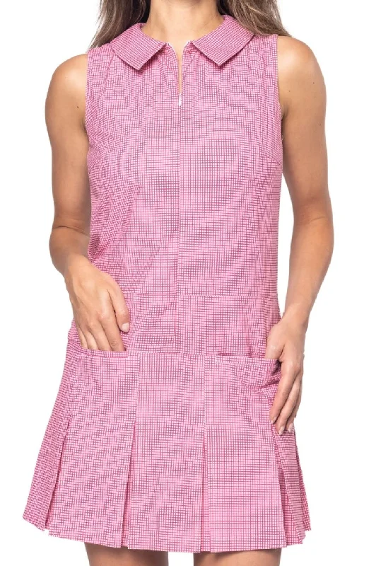Mega Deal Pink Plaid Timeless Pleated Dress