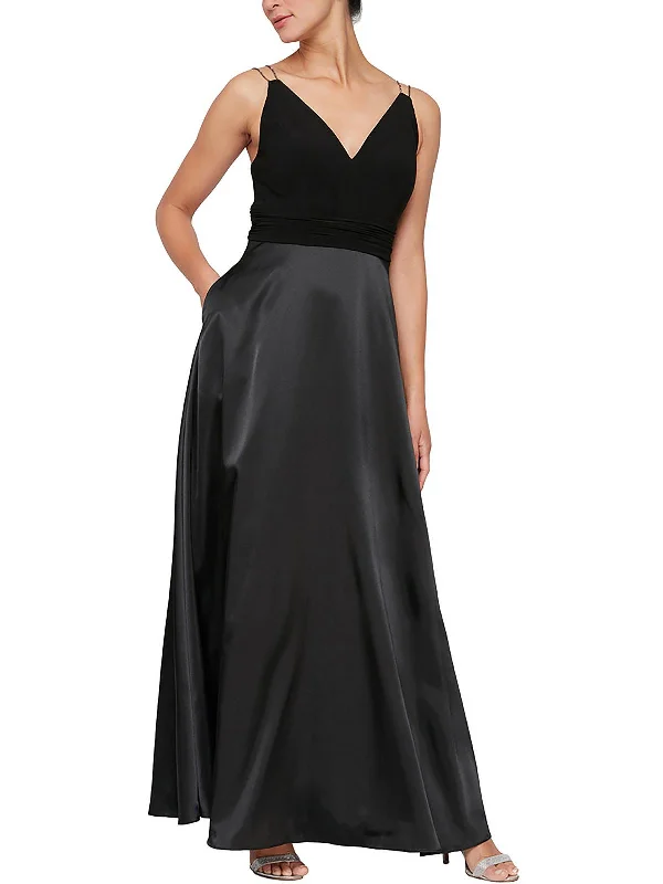 Unmissable Offer Womens Satin Jeweled Straps Evening Dress