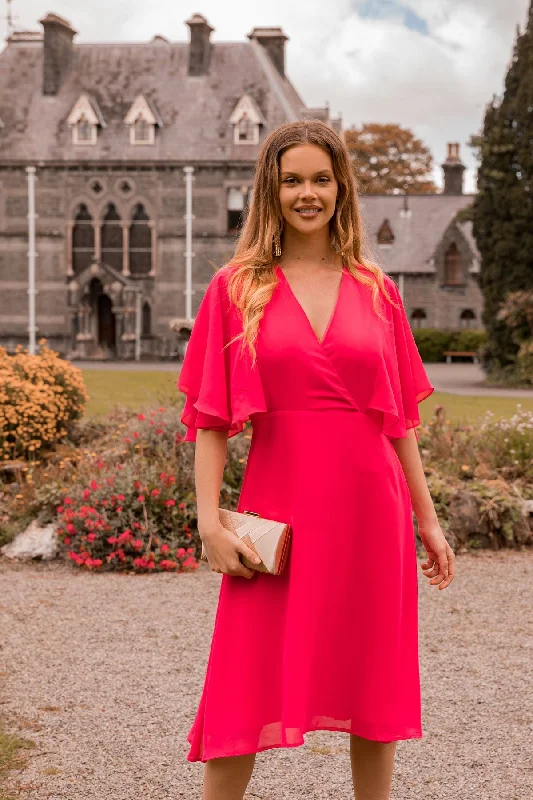 Must-Have Deals Fuchsia Angel Sleeve Dress