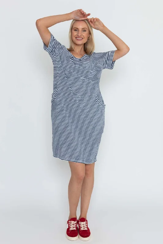 Daily Deals Navy Stripe Jersey Dress