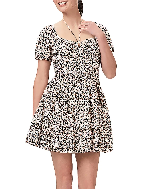 Online Exclusive Womens Puff Sleeve Mini Fit & Flare Dress