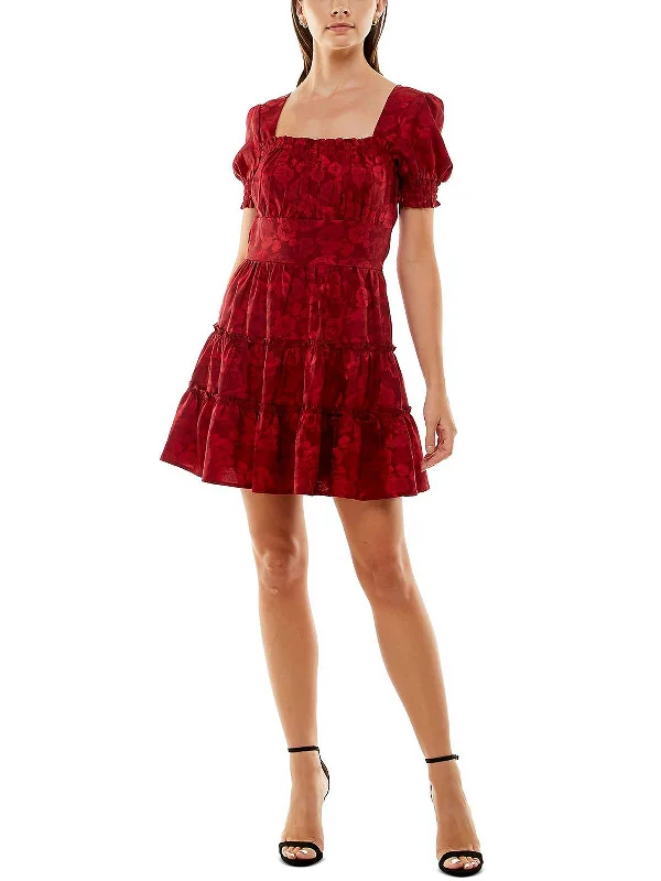 Exclusive Online Offer Juniors Womens Floral Print Mini Fit & Flare Dress