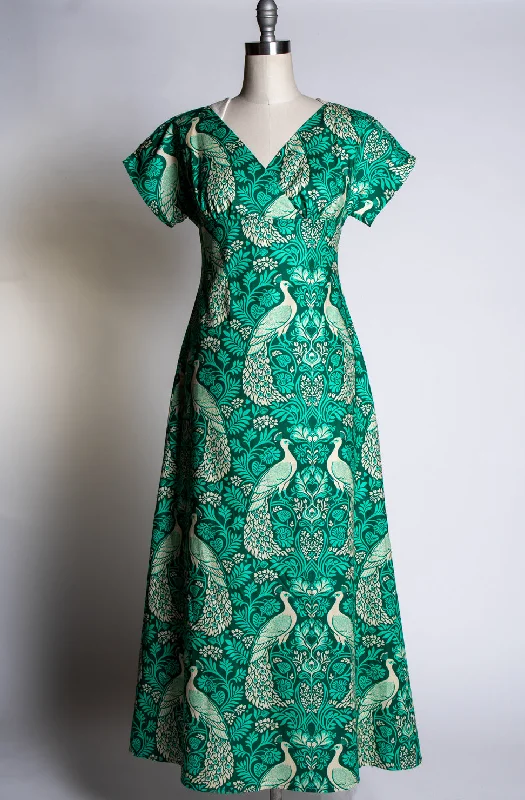 Massive Deals Wanda Maxi Dress - Peacock Damask, Green