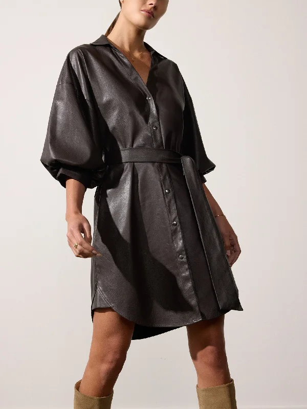 Get It Before It’s Gone The Kate Belted Vegan Leather Dress