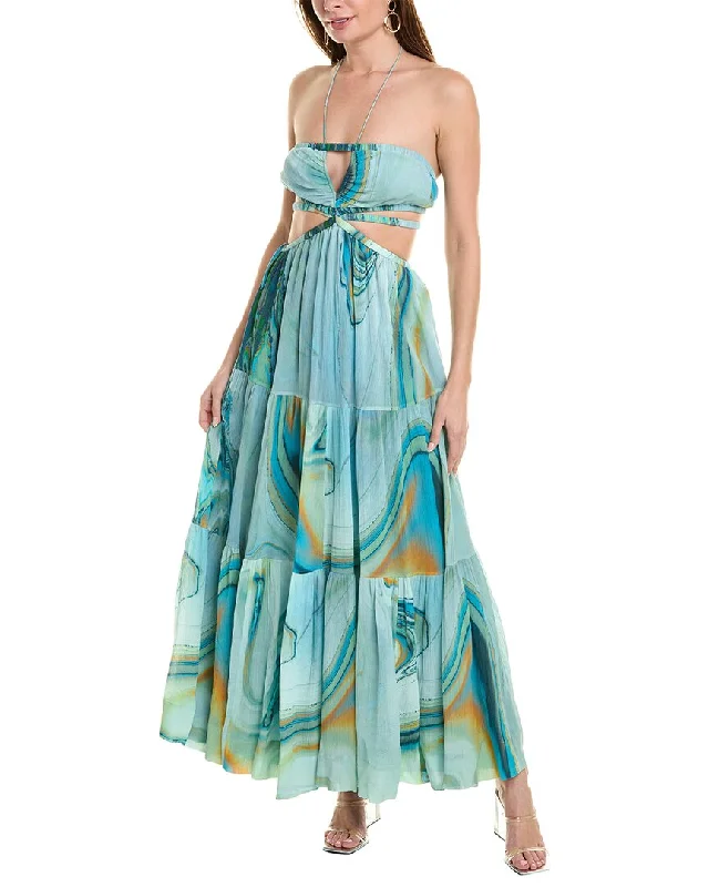 Price Fest SIMKHAI Shailene Laurel Silk-Blend Maxi Dress