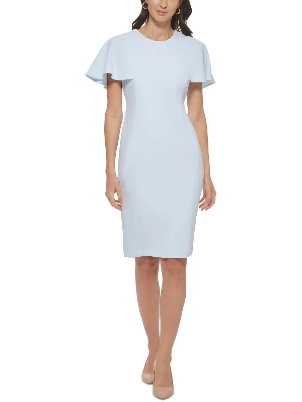 Mega Deal Womens Scuba Flutter Sleeves Sheath Dress