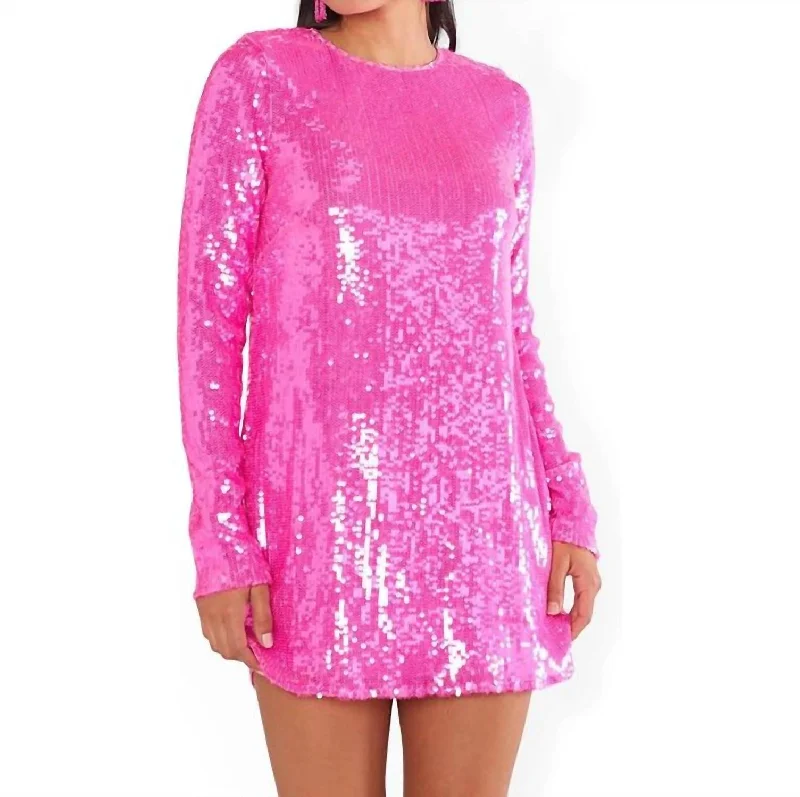 Amazing Deals Maddison Mini Dress In Pink Sequins