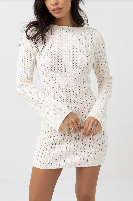 Today’s Deal Charlize Long Sleeve Knit Mini Dress In Ivory