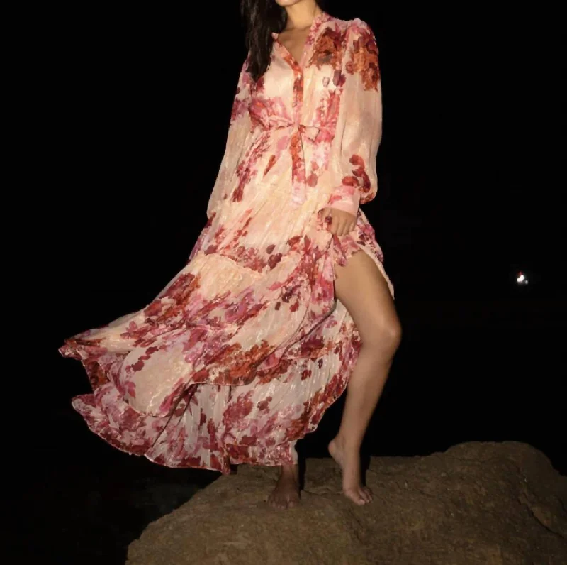 Bargain Bin Dali Long Dress In Pink