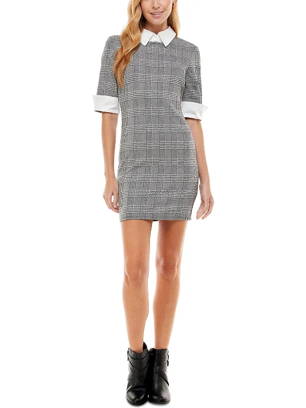 Bonus Savings Juniors Womens Printed Collar Bodycon Dress