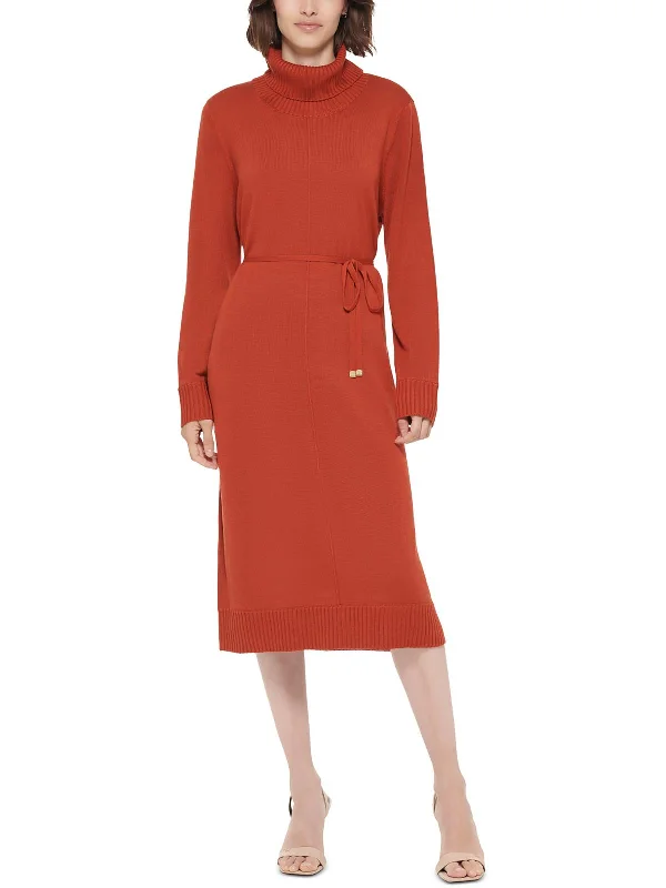 Special Offer Womens Turtleneck Knee Sweaterdress