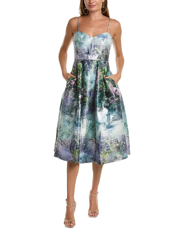 Anniversary Sale ML Monique Lhuillier Spaghetti Strap Midi Dress