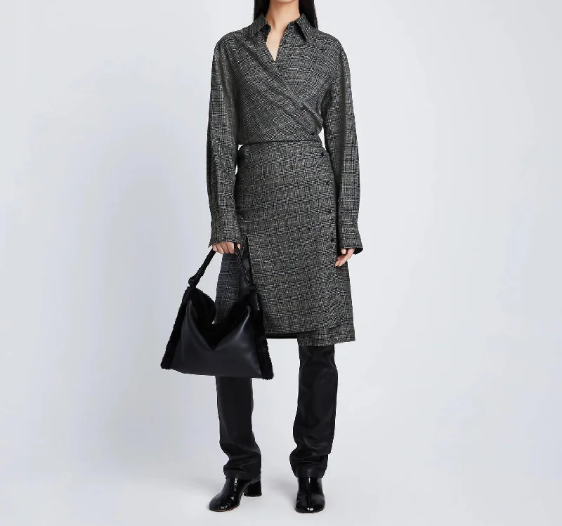 Epic Deals Plaid Suiting Wrap Dress In Black