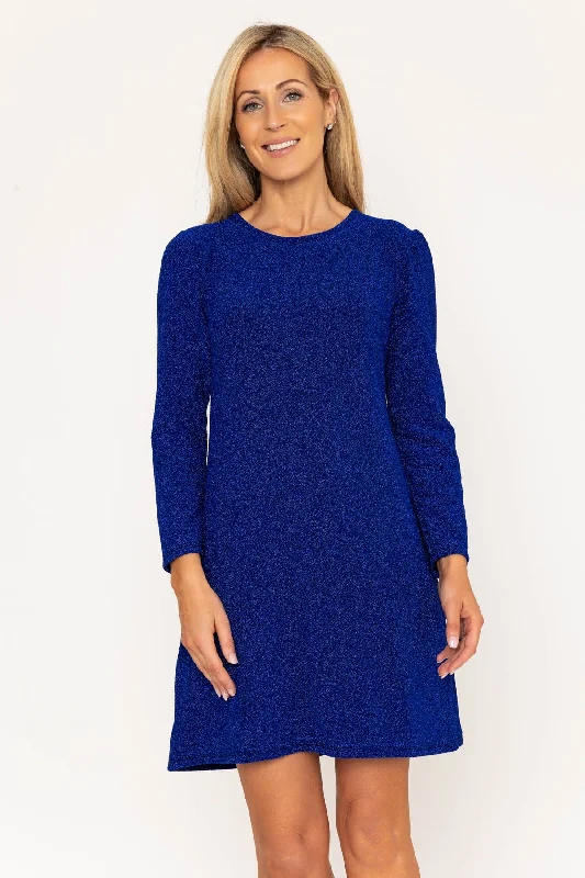 Early Access Blue Sparkle Long Sleeve Mini Dress