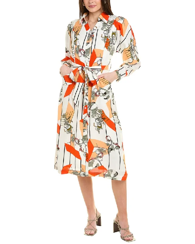 Exclusive Preview Gracia V-Collar Belted Button-Down Midi Shirtdress