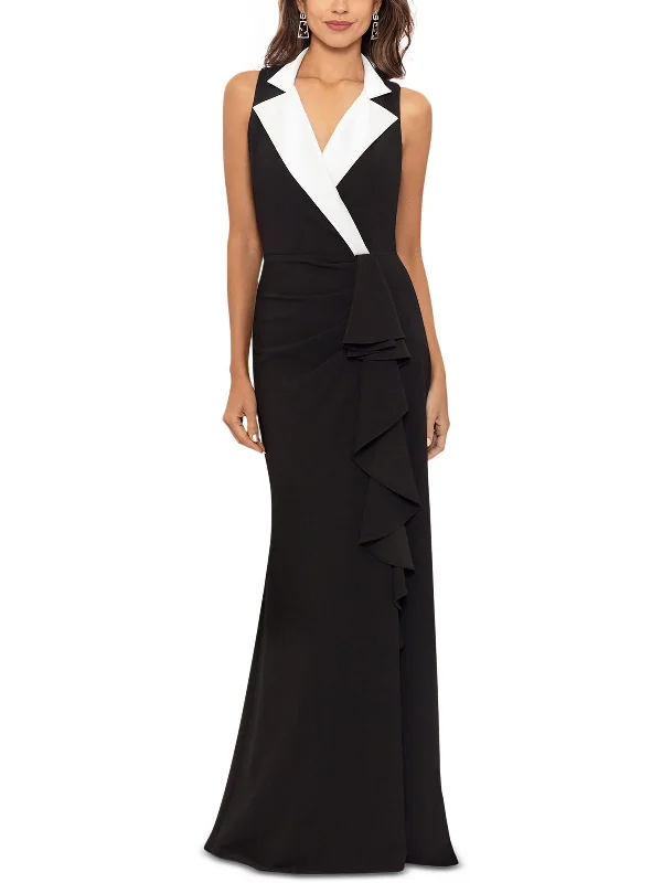 Anniversary Sale Petites Womens Satin Trim Tuxedo Evening Dress