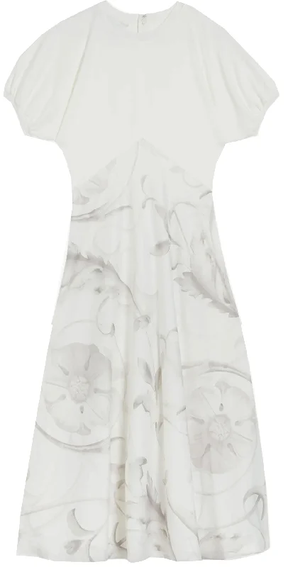 Now or Never Ted Baker Women Magylee-Ponte Bodice With Satin Slip Skirt Dress Ivory