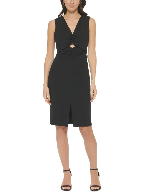 Discount Mania Womens Cut-Out Ruching Sheath Dress