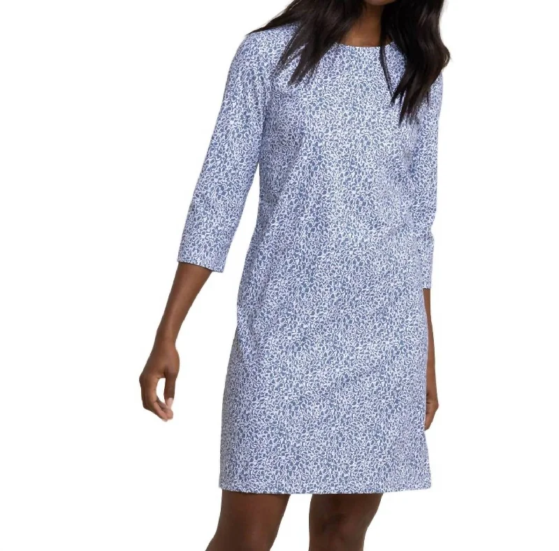 Act Now Leira That Floral Feeling Print Performance Dress In Coronet Blue