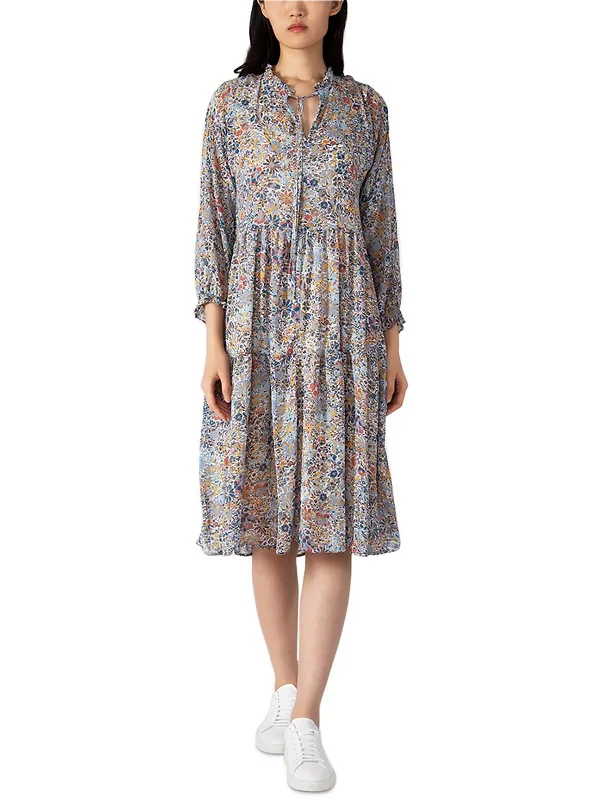 Best Deals Womens Chiffon Floral Midi Dress