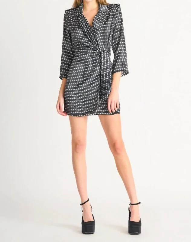 Epic Deals Ruched Satin Wrap Dress In Grey