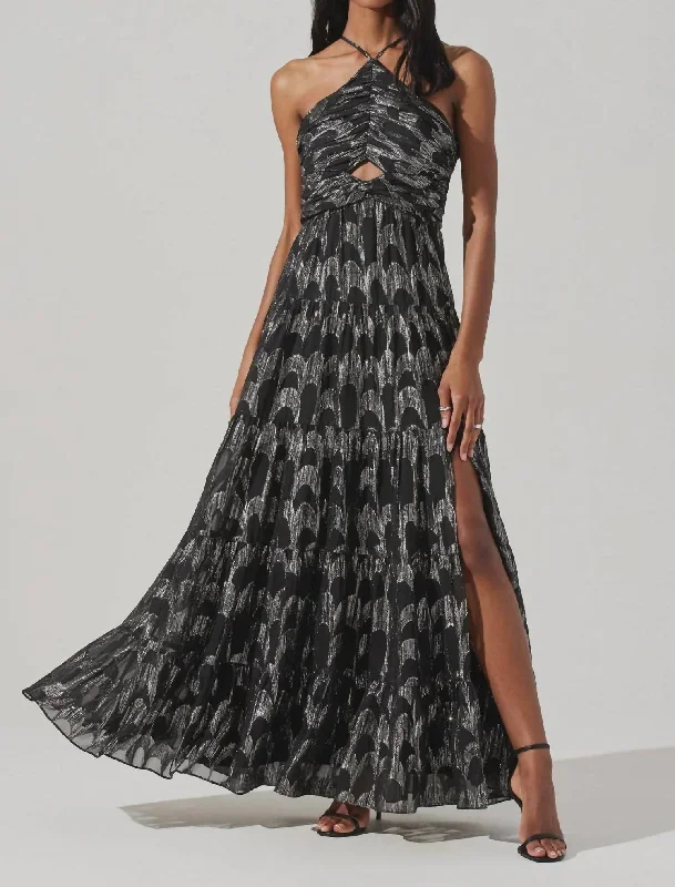 Stock Clearance Madeline Dress In Black Silver