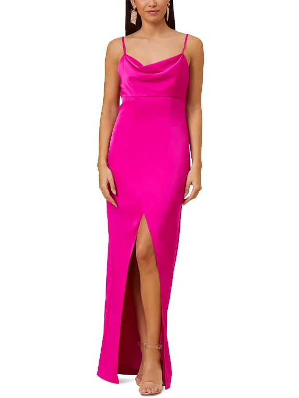 Special Promotion Womens Satin Cowl Neck Evening Dress