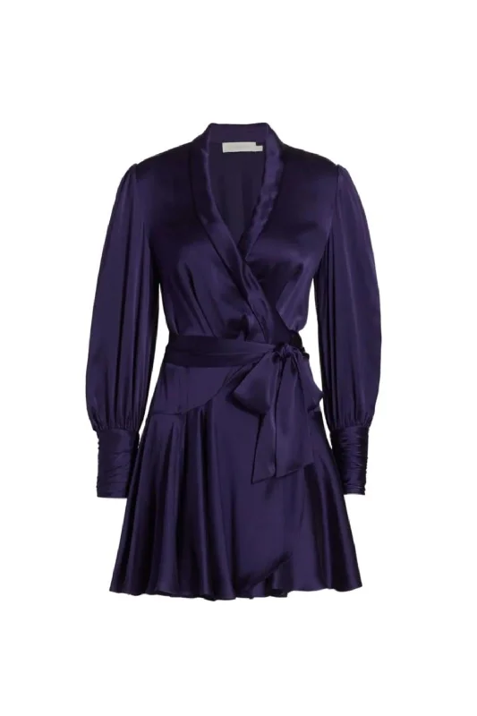 Unbeatable Prices Silk Wrap Mini Dress In Navy