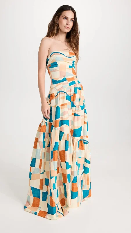 Massive Deals A.L.C. Women's Lark Dress, Amalfi Blue/Apricot Multicolor