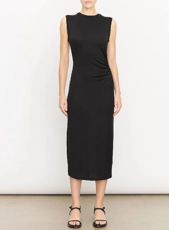 Special Buy Sleeveless Waist Gather Dress In Black