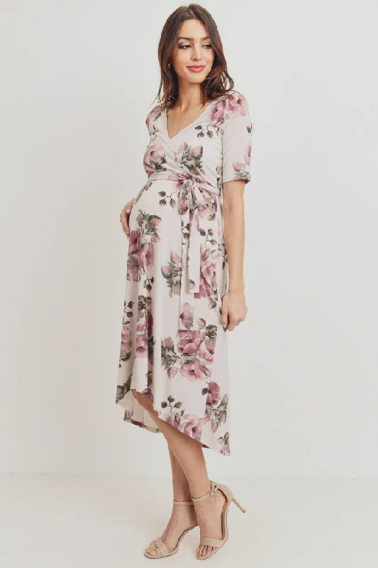 Buy Now Floral High-Low Maternity/Nursing Dress