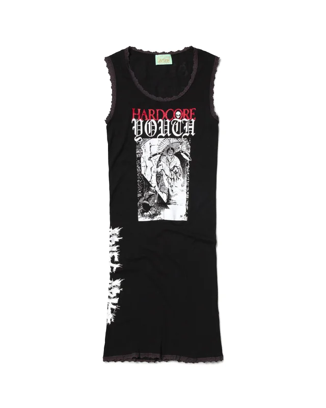 Huge Savings Hardcore Lace Trim Vest Dress - Black